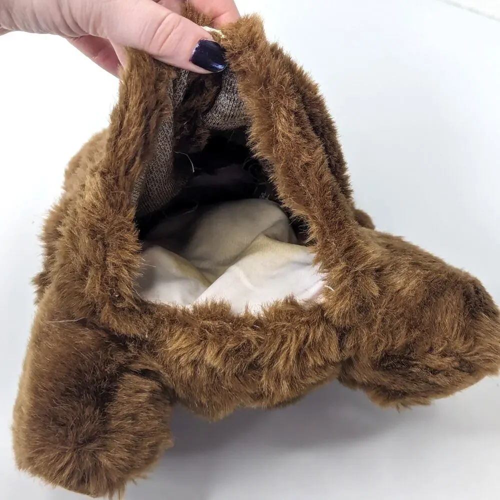 Vintage Brown Teddy Bear Hand Puppet Plush Realistic Hard Suede Paws Stuffed 10